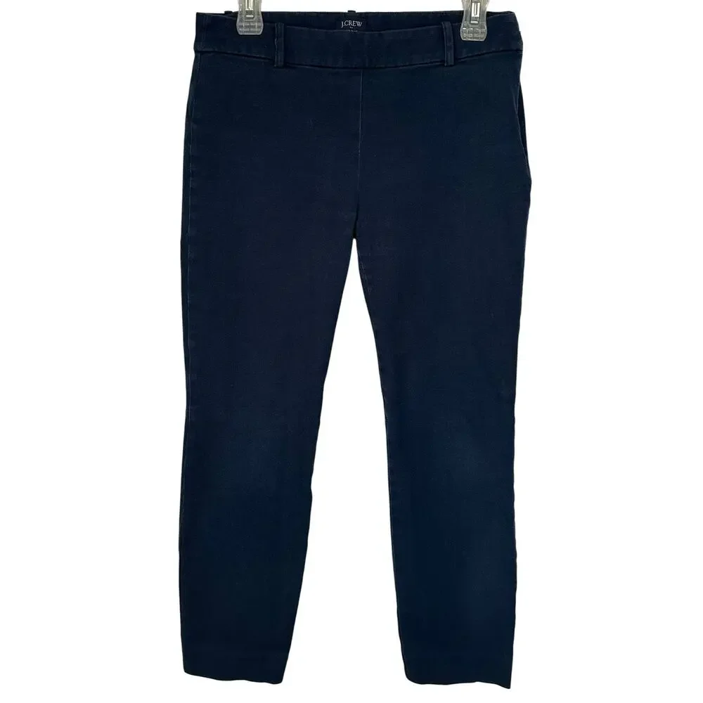 J. Crew Winnie Pant in Stretch Cotton Navy Blue H5159 Size 6